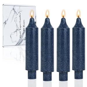 Blue Short Taper Candles 6 inch Candle Sticks Unscented Dinner Candle Dripless for Home Decor,Set of 4