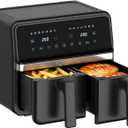 4QT+4QT Dual Basket Air Fryer - Digital Touchscreen, Smart Sync Finish, Auto Shutoff, 2 Independent Nonstick Dishwasher-Safe Frying Baskets - 8 Quart Digital Double Air Fryer
