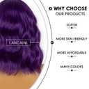 Dark Purple Short Bob Wigs with Bangs for Women Loose Wavy Wig Curly Wavy Shoulder Length Bob Synthetic Cosplay Wig for Girl Colorful Costume Wigs