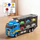 NIPLOOOW Toddler Boys Toys for 3 4 5 6 Years Old, Truck Vehicle Set with Play Mat and Die-Cast Toy Car, Transport Carrier Truck for Kids, Birthday Gifts Toys for 3 4 5 6 7 8+ Year Old Boys