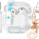 for Airpods 4 Case Clear with Lock&Bling Keychain for Women&Girly,Cute Soft TPU Clear Case Cove for Apple Airpods 4th Generation (2024) with Cleaning Kit,Phone Holder Function