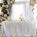 B-COOL Sequin Tablecloth Birthday Decoration 50 x 80 Inch Silver Sparkly Table Cloth Christmas Small Table Linen for Wedding Party Garden Proms Display