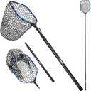 THKFISH Carbon Fiber Fishing Landing Net- 27 to 157.5 Inch Long Handle, Portable Collapsible Fishing Net for Salmon, Steelhead, Fly, Catfish, Bass, Trout Fishing, Trout Net, Dip Net Gifts for Men, 157.5 Telescopic Handle