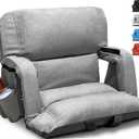 yeyeeyyee Wide Stadium Seats with Back Support, Exclusive Sofa Style Design Extra Thick Bleacher Chairs with Back and Cushion, 6 Reclining Positions - Ultimate Comfort for Sports Events (Grey, 22.5"), Wide - Width 22.5 Inches