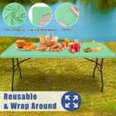 Spandex 8 Foot Rectangle Table Cloth, Elastic Fitted Tablecloths for Picnic, Stretch Washable Patio Table Cover for Outdoor, Camping, Banquet and Parties (Bright Green, 30"x96")