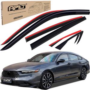 Outside-Mount Rain Guards Window Visors for 2023-2026 Honda Accord Full-Size Wind Vent Deflectors Car Accessories Dark Smoke 6-Piece Set with Thicker and Waterproof Steps