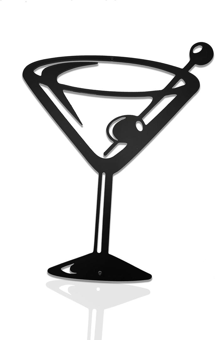 AWISBI Metal Martini Glass Decor, Bar Cart Bourbon Wall Art, Beer Gin Decor For Home Bar, Man Cave, Cafe Pub, Kitchen, Gifts For Alcohol Lovers, Husband, Men Or Boyfriend