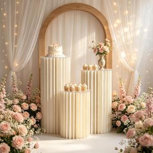 3 Pcs Foldable Cardboard Cylinder Pedestal Stands for Party Wedding