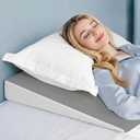 Wedge Pillow, 5 inch Bed Wedge Pillow for Sleeping, Snoring, Back Support, After Surgery, Removable Washable Cover (Grey-White)