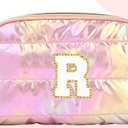 Hiroyuki Iridescent Makeup Bag, 14 inches Cosmetic Bag, Large Capacity Travel-Friendly Pouch (R Pink) 