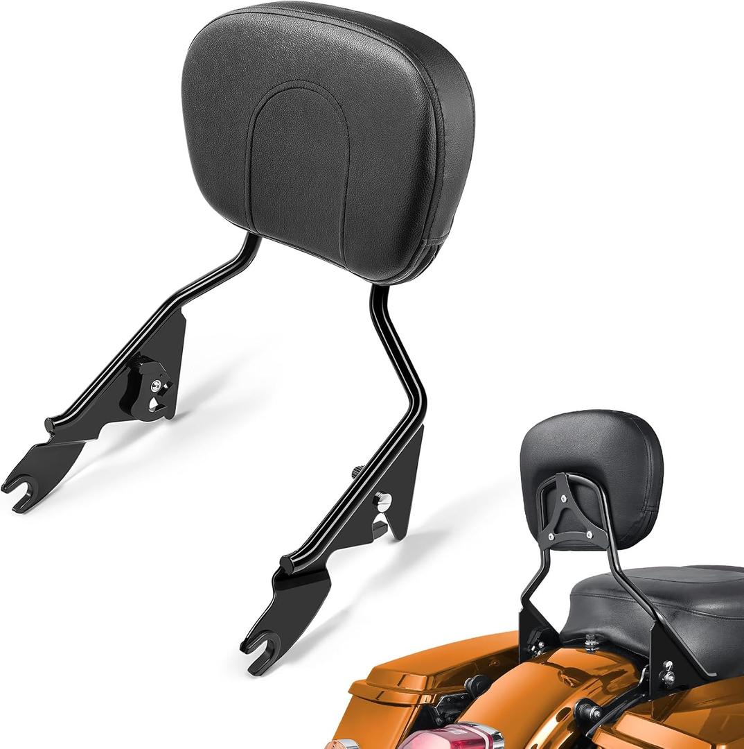 Detachable Passenger Backrest, Quick Release 2-up Sissy Bar Fit for Harley Davidson Touring Street Glide Road Glide Road King Electra Glide 2009-2024, Gloss Black