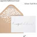 Congratulations Card 50 Pack Matte Finish Greeting Cards With Congratulations Embossed In Silver Foil Letters For Engagement, Graduation, Wedding 52 Silver Foil Confetti Kraft Envelopes (White)