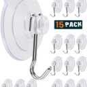 Suction Cup Hooks, Transparent PVC Removable Reusable, for Glass Windows, Mirrors, Doors, Tiles, 15 Pack