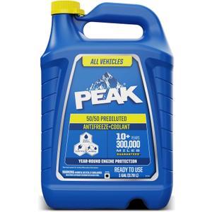 PEAK All Vehicles 50/50 Prediluted Antifreeze and Coolant for All Engine Cooling Systems, Long-Lasting Yellow Engine Coolant/Antifreeze for Year-Round Engine Protection, 1 Gal.