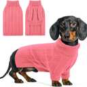 Queenmore XSmall Dog Sweater - Soft Knitted Turtleneck Pullover for Dogs, Chihuahua (Pink, XS)