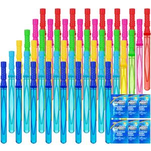 JOYIN 48 PCS 14.6’’ Big Bubble Wands for Kids, Bubble Wand with Refill Solution for Summer Toy Party Favor, Outdoors Toy Activity, Easter Basket Stuffers, Birthday Gift