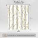 Gold Light Brown and White Striped Wavy Line Polyester Shower Curtain for Bathroom with Hooks, Extra Long Shower Curtain Set Decor Weighted Hem Washable, 72 x 78