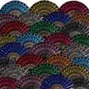 Geetery 30 Pcs Folding Hand Fan for Line Dancing Spanish Boots on The Ground Fans Gifts Bulk Colorful Silk Popping Rave for Women Tea Party Wedding Church Halloween Costume(Embroidery,Vintage Colors)