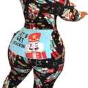 VNVNE Women's One Piece Onsie Print Sleepwear Ugly Christmas Pajamas Jumpsuit Rompers Clubwear Nightwear (L)