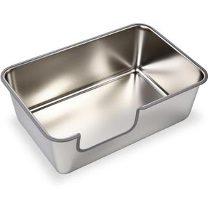 Stainless Steel Cat Litter Box,Jumbo XL Extra Large Mental Cat Litter Pan with High Sides Lid,Low Entry for Indoor Big Cats,Non Sticky,Easy to Clean,Anti-Urine Leakage