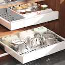 2 Pack Pull Out Cabinet Organizer Expandable Width(13"-21") and Depth(13"-17"),Slide Out Drawers With Raising Pad for Framed Cabinets,No Drill Roll Out Shelves for kitchen,Bathroom,White