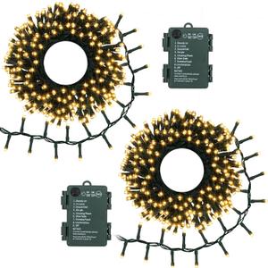 2 Pack String Lights Battery Operated, Total 20Ft 400 LED Cluster String Lights with Timer 8 Modes Christmas Firecracker Lights Outdoor Waterproof for Tree Home Decor (Warm White) 2 Pack String Lights Battery Operated, Total 20Ft 400 LED Cluster String Lights with Timer 8 Modes Christmas Firecracker Lights Outdoor Waterproof for Tree Home Decor (Warm White)