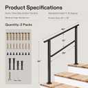 VIVOSUN 2-Pack Outdoor Handrail, 3 Step Stair Handrail, 40" x 36" Fits 1 to 3 Steps, Wrought Mattle Iron Handrail for Concrete Steps, Porch Steps, One-Step Assembly, 2 Packs, Black