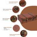 feilario Vintage Leather Storage Trunk Small Portable DecorativeLuggage Suitcase Movie Prop Luggage-2 Size Option, Brown (Brown, L)