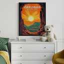 3 x Carlsbad National Park Poster Art Print Retro Mountain Lake Wall Art Vintage Decor Nature Landscape Picture For Bedroom Bathroom Office Home 48 (Carlsbad, 8 x 10 inches, Unframed)