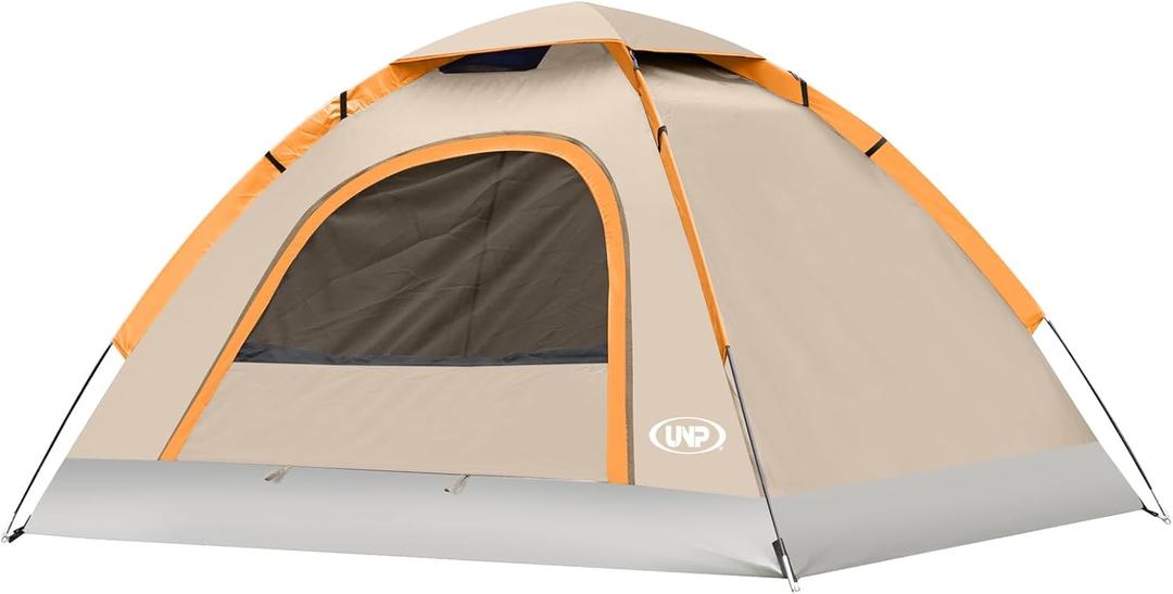 UNP Camping Tent 2/3/4/6 Person Dome Tent, Easy to Set Up for Camping, Lightweight Camping Tent, Portable Camping Tent for Outdoor and Backpacking Beaches (2 Person Portable, Khaki)