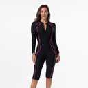 ODIZLI Women's Modest Swimming Suit Long Sleeve Zip Up Boyleg Swimsuit Surfing Bathing Suit Wetsuit (Black, XS)