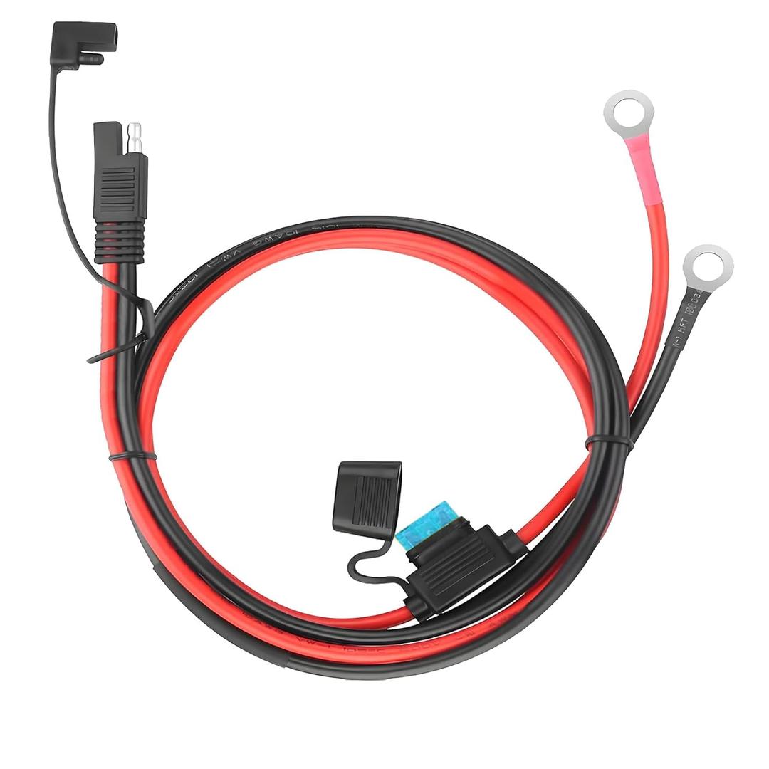 2 x 2FT 10AWG SAE Battery Connector, 10 AWG SAE Charger Extension Cable Leads, 24 Inches Ring Terminal Harness Cable, Easy Quick Convenient Connect for Motorcycles, Cars, Solar Panel