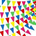 YGEOMER 300pcs Colorful Pennant Banner Flags, 375ft Multicolor Banners Carnival Decorations Supplies for Party Birthday and Shops Decorations