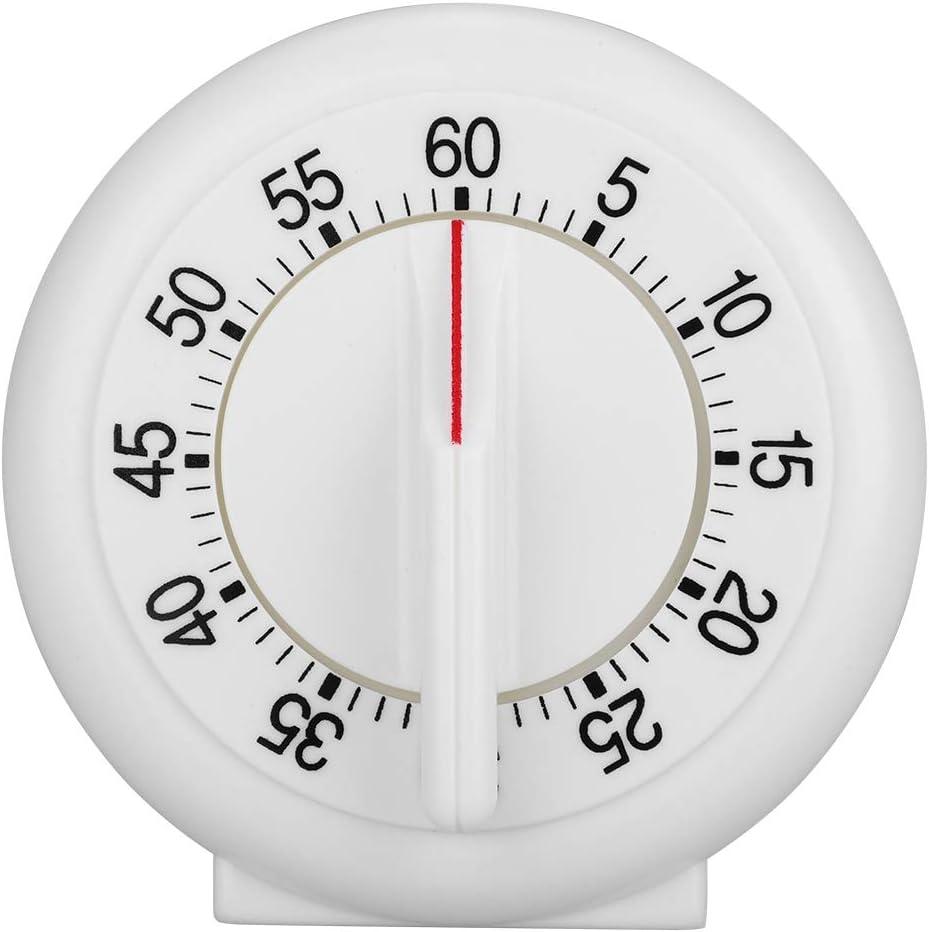 Kitchen Timer Manual, 60 Minutes Round Shape Timer Cooking Ring Mechanical Counter Alarm Clock Wind Up Timers Home Egg Baking Steaming Visual Countdown Teacher Exercising Meeting White