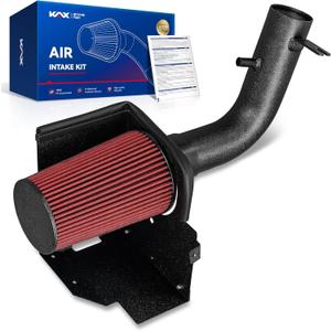 KAX 10554 3" Cold Air Intake Kit with Heat Shield Fit for Jeep Wrangler 3.8L 2007 2008 2009 2010 2011, Shield for Optimized Airflow, Red, 77-1553KP