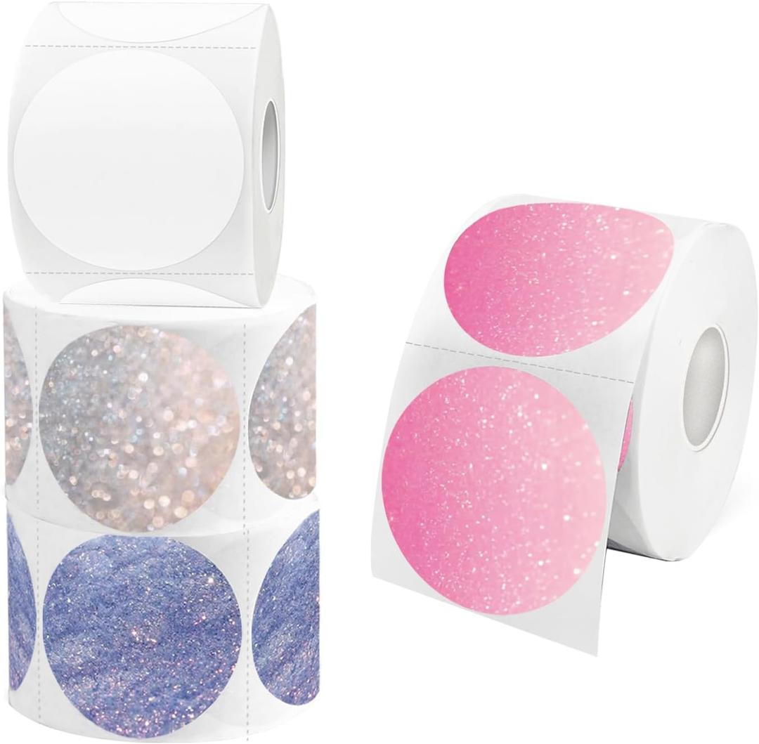 STARLIBOO 2400PCS Thermal Labels, Thermal Printer Labels Round, 2 inch Direct Thermal Stickers use for Barcode, Shipping, Customized, Compatible with Rollo & Zebra & MUNBYN (4 Rolls)