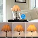 EOEYYOYB Pleated Table Lamp, Table Lamp for Bedroom, Bedside Lamps for Nightstand with Linen Lampshade, Modern Lamp for Bedroom Home Office Decor, Burlywood
