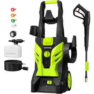 Pressure Washer, Power Washer with 4 Nozzles and Foam Cannon, High Pressure Cleaning Machine for Cars, Driveways, Fences, Patios, Home Cleaning, Green