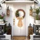 2 Pcs Fall Wreath Sash for Front Door Embroidery Monogram Pumpkin Ribbon Sash for Fall Thansgiving Yard Porch Decor (Letter S)