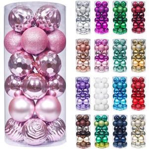 XmasExp 60mm/2.36" Christmas Ball Ornaments Shatterproof Christmas Ornaments Set Decorations for Xmas Tree Balls - 24ct (2.36'', Pink)