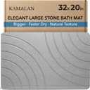32x20 Large Stone Bath Mat for Floor, Diatomaceous Earth Shower Mat, Non-Slip Quick Drying, Super Absorbent Diatomite Stone Bath Mat Elegant Modern Design, Grey (CloudGrey)