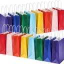 32 Pack Paper Gift Bags with Handles, 5.8"3.2"8.25" Party Favor Bags, Gift Bags, Small Gift Bags with Handles, Party Bags, Small Goodie Bags Bulk for Birthday, Crafts, Wedding, Party Supplies (8 Colors) (Colorful)
