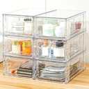 Plastic Drawers Storage, 6Pack Clear Stackable Storage Drawers, Acrylic Storage Bins with Drawers for Fridge Organizers, PlasticDrawers Stackable for Makeup Organizers Cosmetic Display, Medium