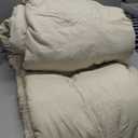 Bonlino Queen Comforter Set - Ruched Comforter Queen Size Bed Set Boho Shabby Chic Bedding for Bedroom Comforter Fluffy 3 Piece Ruffle Comforter Set with Pillow White Bedding Soft (Wheat)