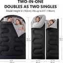 BORULL Double Sleeping Bags Queen Size for Adults Camping with 2 Pillows | Converts double to 2 singles,92"x63",hooded,For couples&family of 3,Packs 22”x14”,3-4 season car,family&backyard camping use