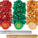 300 Pieces Sealing Wax Beads Christmas Octagon Metallic Sealing Wax Beads with Gold or Silver Metallic Pen for Postcards Envelope Card Holiday Decoration (Pine Green, Red, Gold)