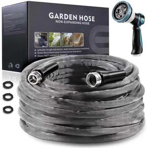 Relxitl Garden Hose 100feet, Water Hose with 10 Function Hose Nozzle, NON-Expandable Hose, Tough & Flexible, Lightweight, Crush Resistant Fittings, Kink & Tangle Free, Rust Proof for Watering