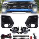 KAMDKI LED Fog Light Set 5pcs Compatible for 2023 2024 Chevrolet Colorado Front Bumper Lamp Assembly With Wire Harness Bulbs Cover Bezels 42737706 42737708 GM2592334 GM2593334