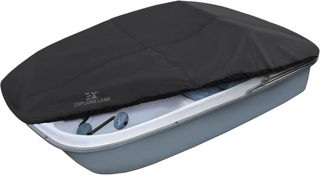Explore Land Pedal Boat Cover - Waterproof Heavy Duty Outdoor 3 or 6 Person Paddle Boat Protector, Black