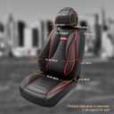 ASLONG 5PCS Angel Wings Front and Back Car Seat Covers Auto Interior Accessories with Water Proof Nappa Leather for Cars SUV Pick-up Truck Universal Comfortable and Breathable (Full Set, Black&Red)